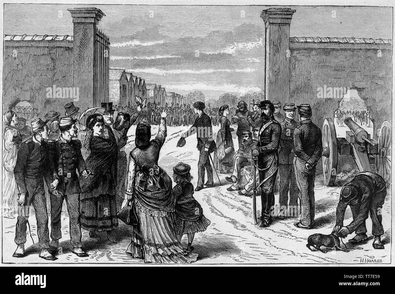 LE DÉPART DES VISITEURS À L'ARSENAL DE SATORY. 1871 Stock Photo
