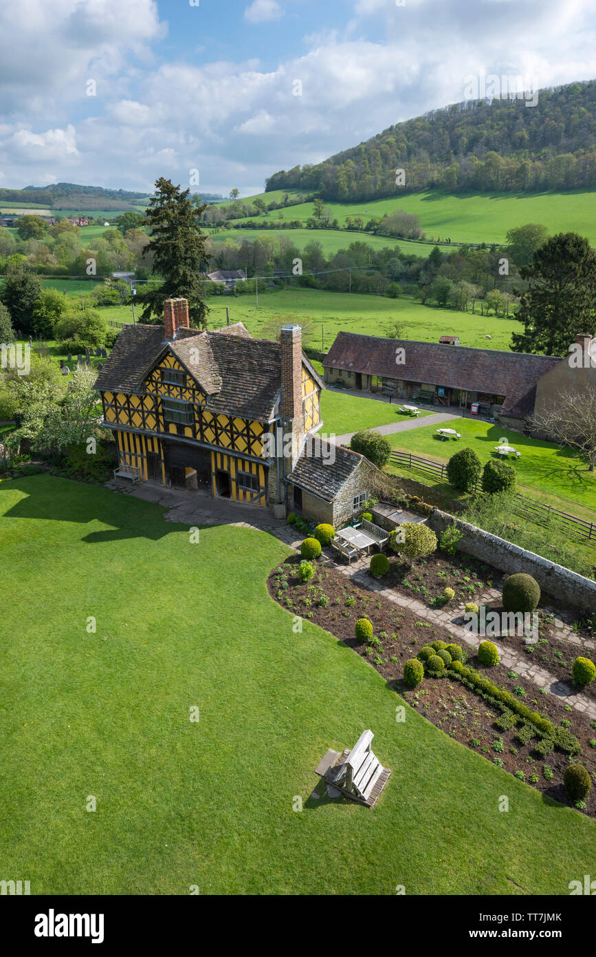 View of the Gatehouse from the South Tower at Stokesay Castle, Craven Arms, Shropshire, England. Stock Photo