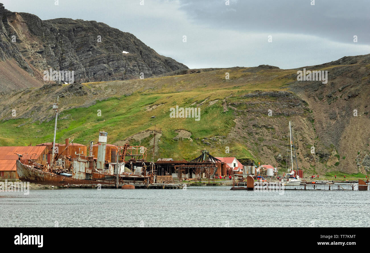 Remains of the old whaleing station at Grytviken, South Georgia, Antartica Stock Photo