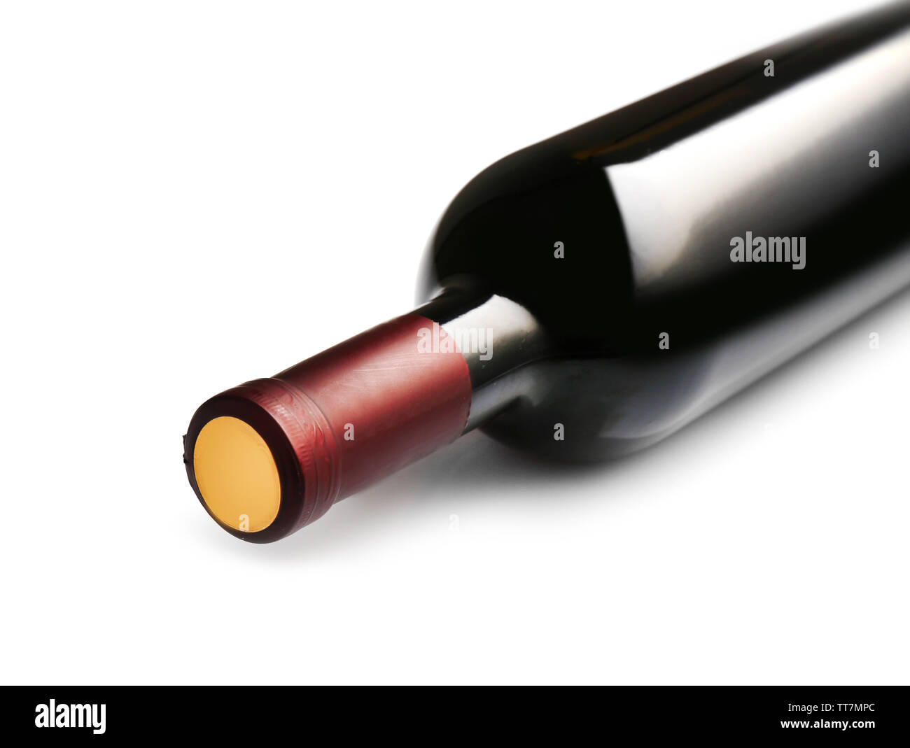 Lying red wine bottle, isolated on white Stock Photo Alamy