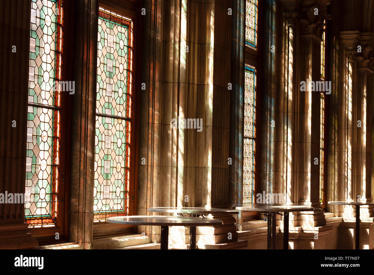 Stained glass windows in a church Stock Photo - Alamy