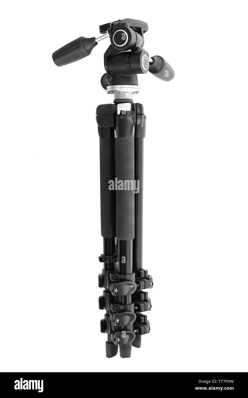Camera tripod isolated on white Stock Photo - Alamy