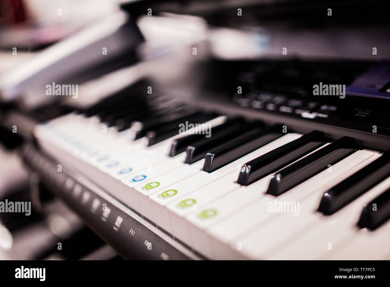 depth of field keyboards keys at the music store Stock Photo - Alamy
