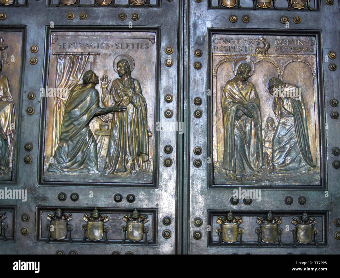 THE SCULPTED BRONZE DOORS OF SAINT PETER'S BASILICA, ROME, ITALY Stock