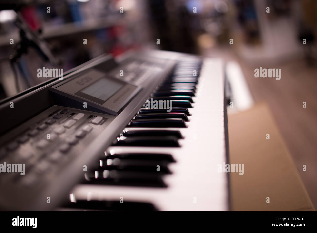depth of field keyboards keys at the music store Stock Photo - Alamy