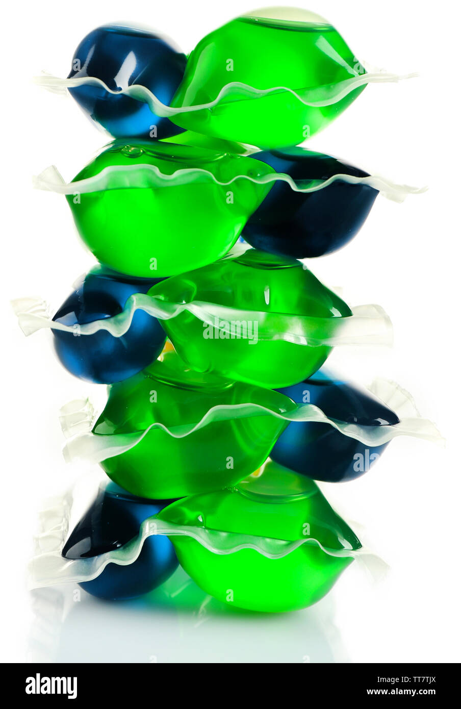 Gel capsules with laundry detergent isolated on white Stock Photo Alamy