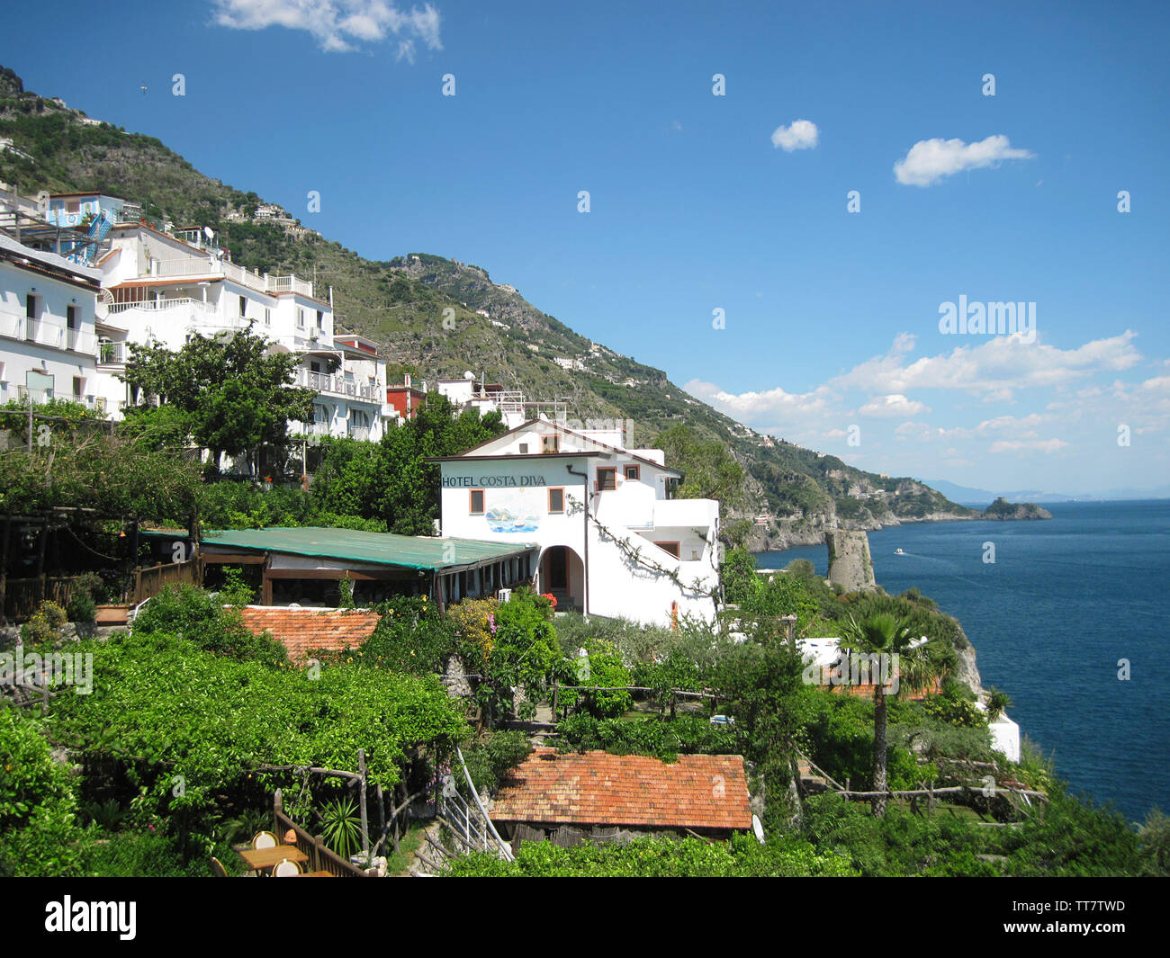 A VIEW OF HOTEL COSTA DIVA, AND OTHER HOTELS AND HOUSES ON AMALFI, ITALY  Stock Photo - Alamy