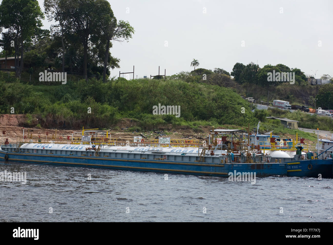 Embark and Disembarkation of Gas, Amazônia, Manaus, Amazonas, Brazil Stock Photo