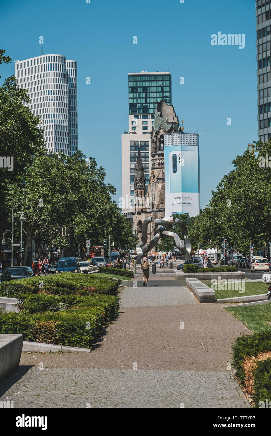 Berlin, Germany - june 2019: Berlin downtown, the Tauentzienstr. /Kurfuerstendamm / Kudamm, the most famous shopping district Stock Photo