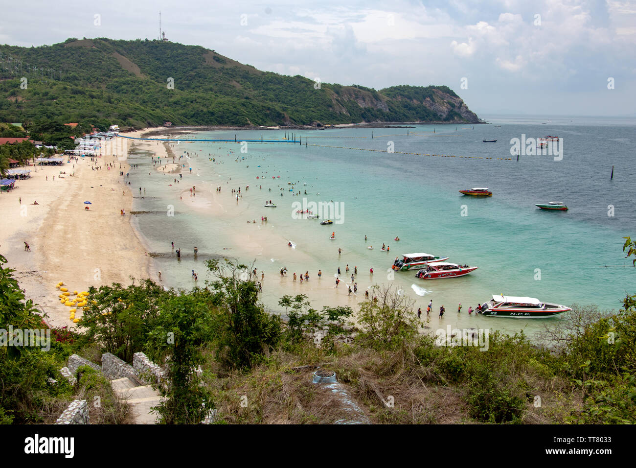 PATTAYA, THAILAND, APR 29 2018, The Beach with people on Koh Larn Island, Thailand. Stock Photo