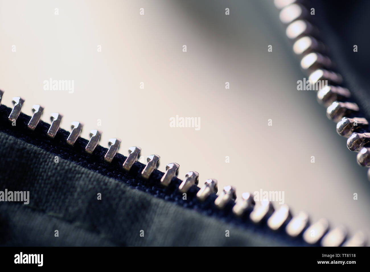 Zipper on clothes close up Stock Photo