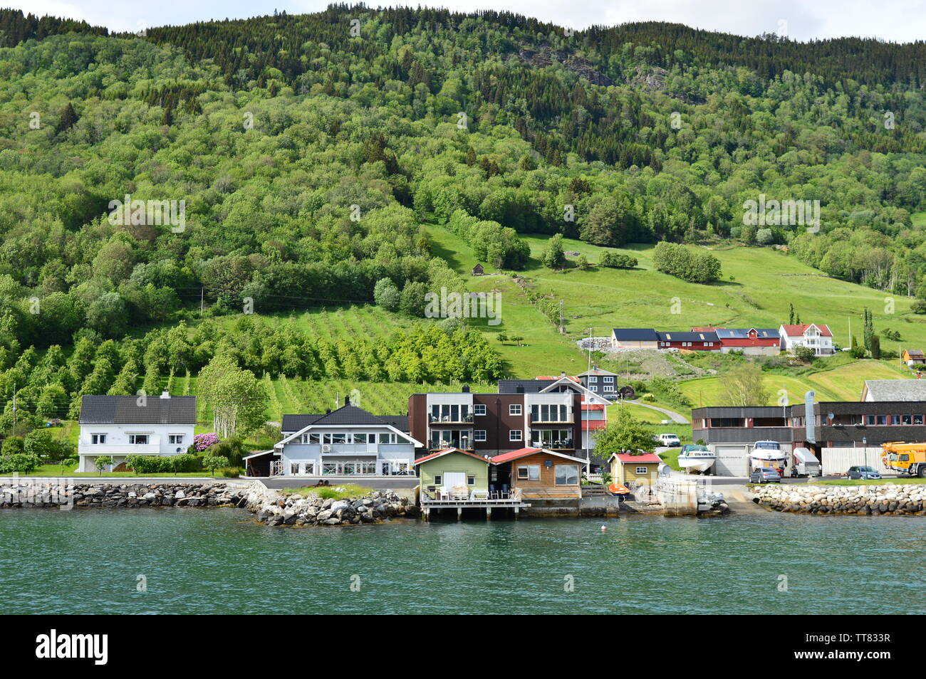 A Small Town on the Norwegian Fiords Stock Photo