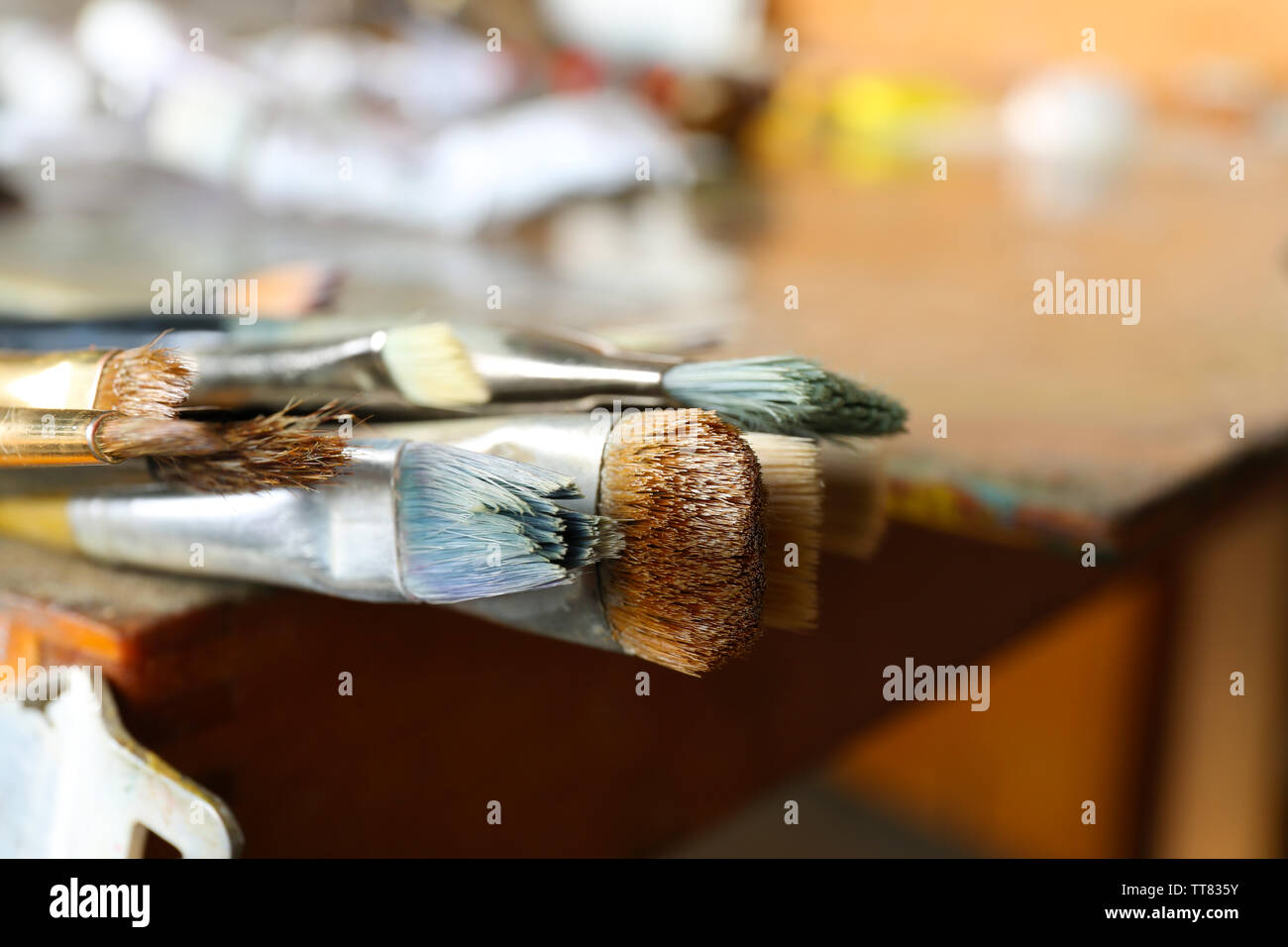 Different brushes close up Stock Photo