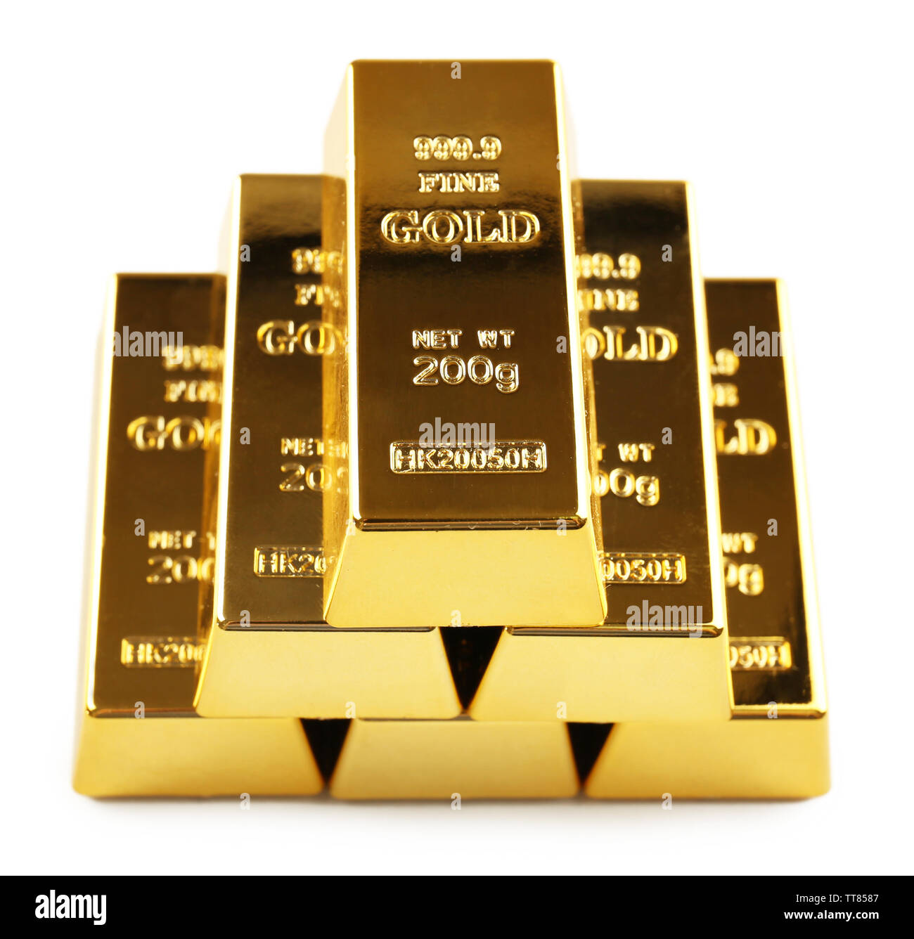 Gold bars isolated on white Stock Photo Alamy