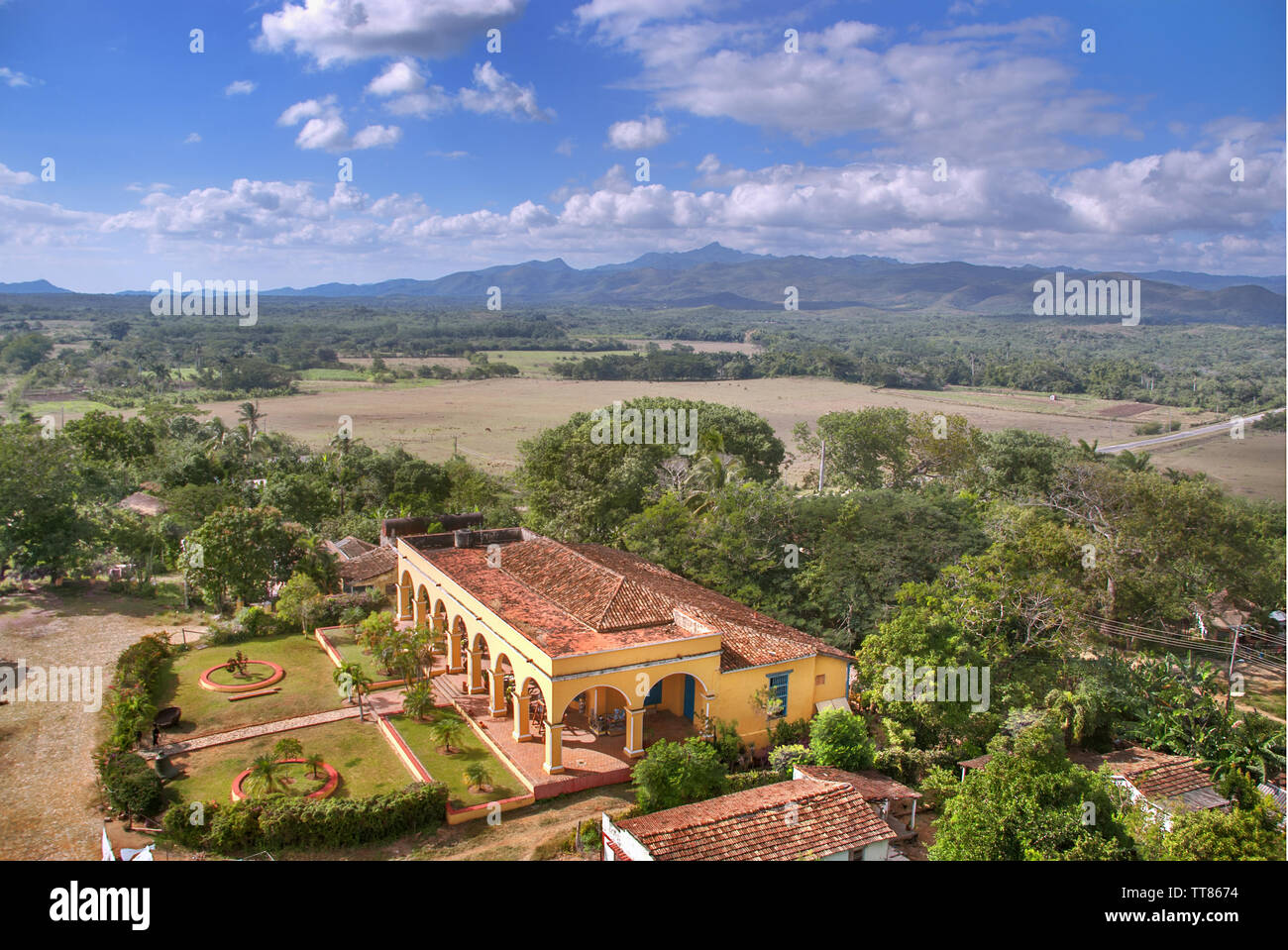 View from the top of an old colonial estate in the Cuban province of Trinidad. Stock Photo