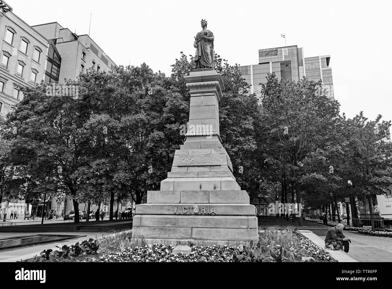 Queen Victoria statue, Old Montreal Stock Photo