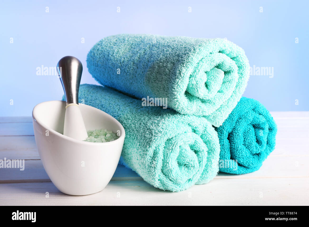 light teal towels