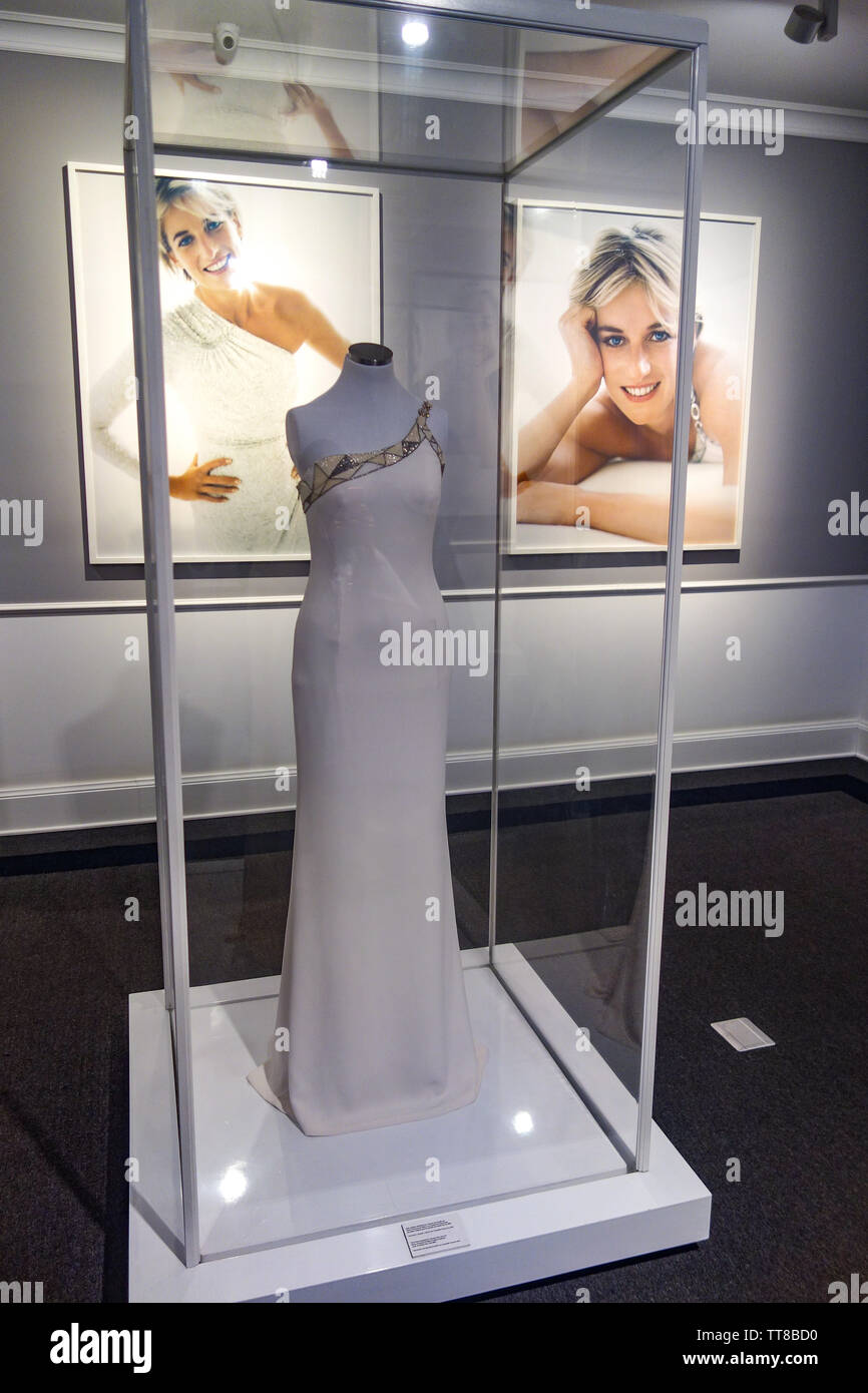 Lima, Peru - Nov 18, 2018: Lady Diana's dress on display at Mario Testino's MATE Gallery Stock Photo