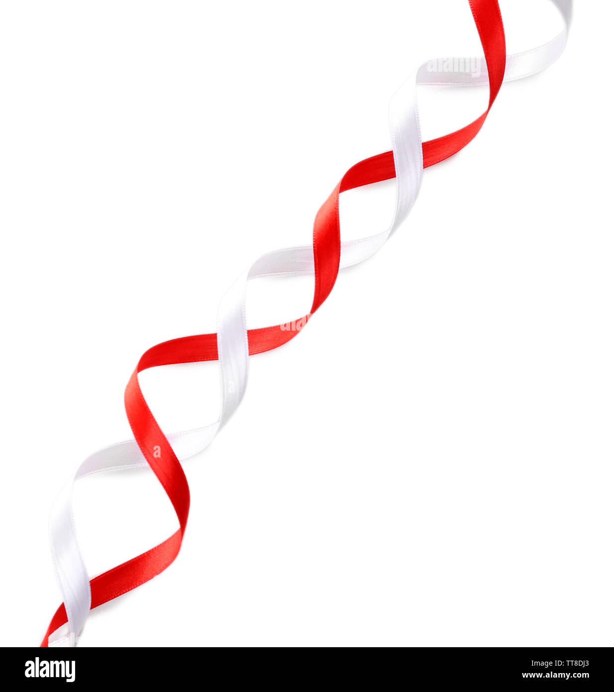 Colorful red and white ribbons isolated on white Stock Photo - Alamy