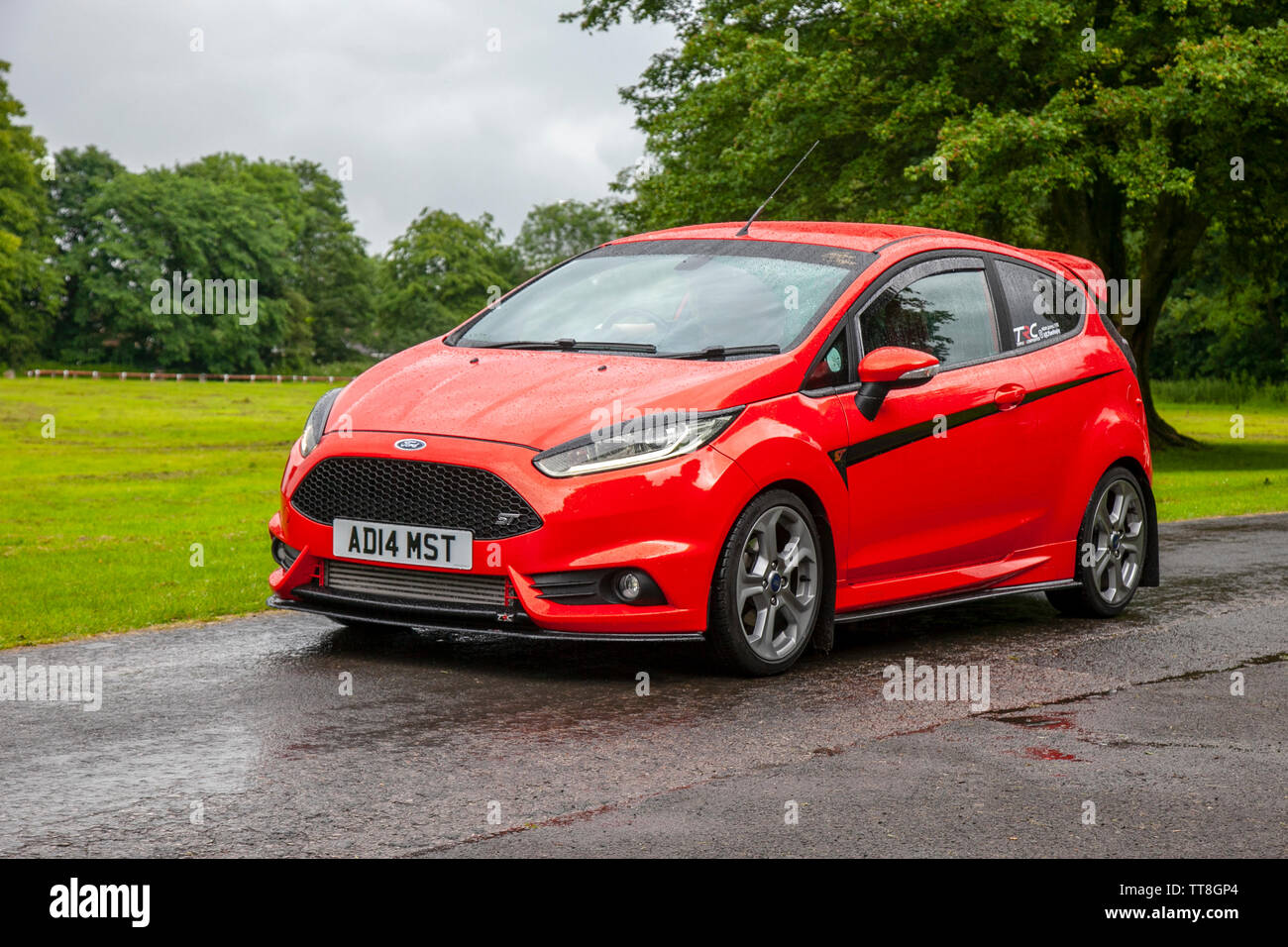 16 Red Orange Ford Fiesta St 3 Turbo Turbocharged 1 6 Litre Ecoboost Petrol Engine In Leyland Lancashire Uk Stock Photo Alamy