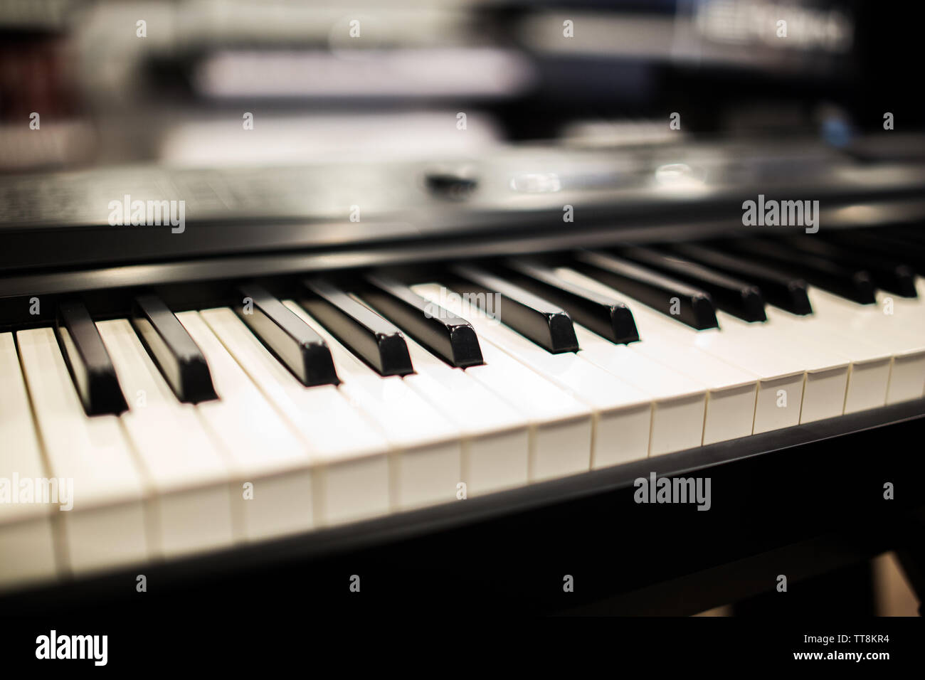 depth of field keyboards keys at the music store Stock Photo - Alamy