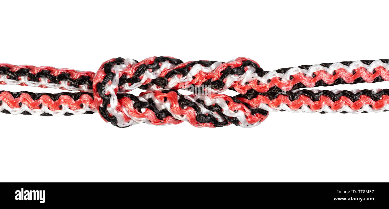 academic knot (version of surgeon's knot, double reef knot) tied on