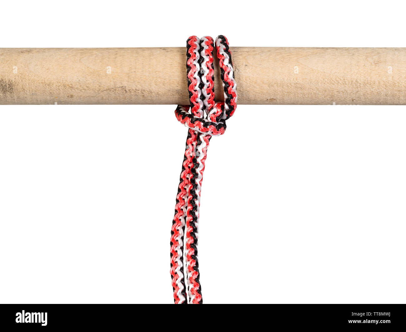 another side of Towing Knot, tugboat hitch knot tied on synthetic rope