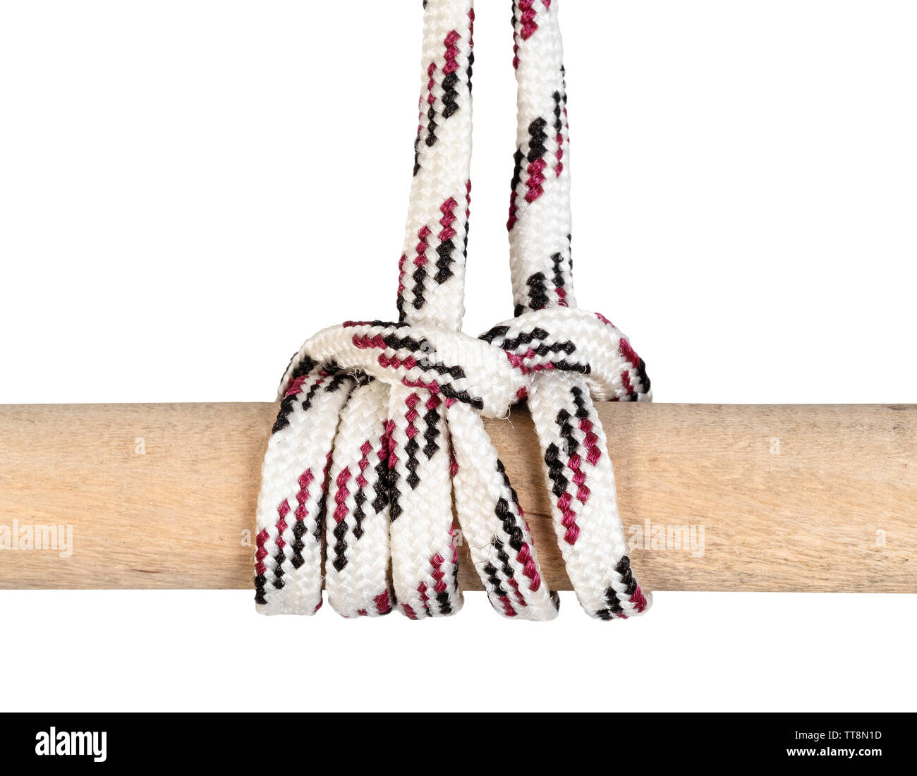 Camel Looped Rope another side of Camel Hitch knot tied on synthetic rope cut out on ...