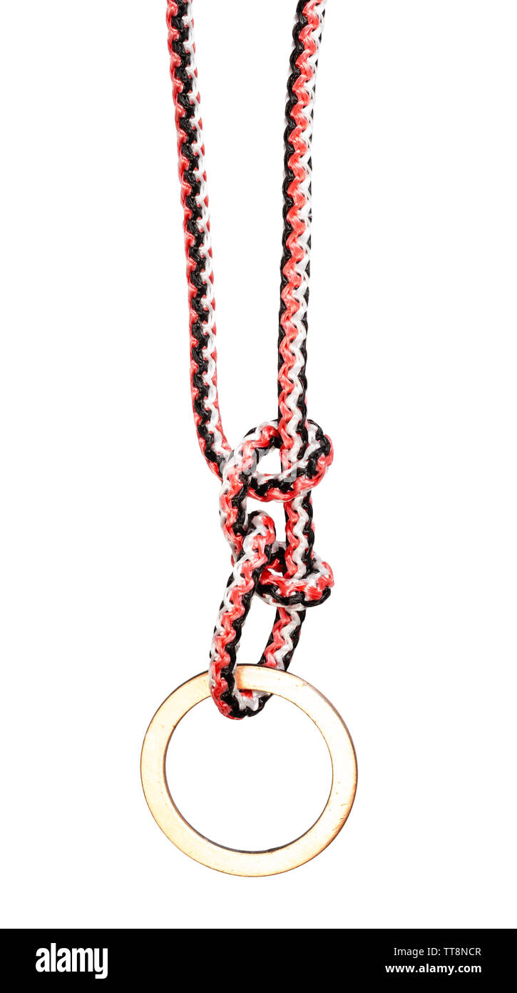 hammock hitch knot tied on synthetic rope cut out on white background