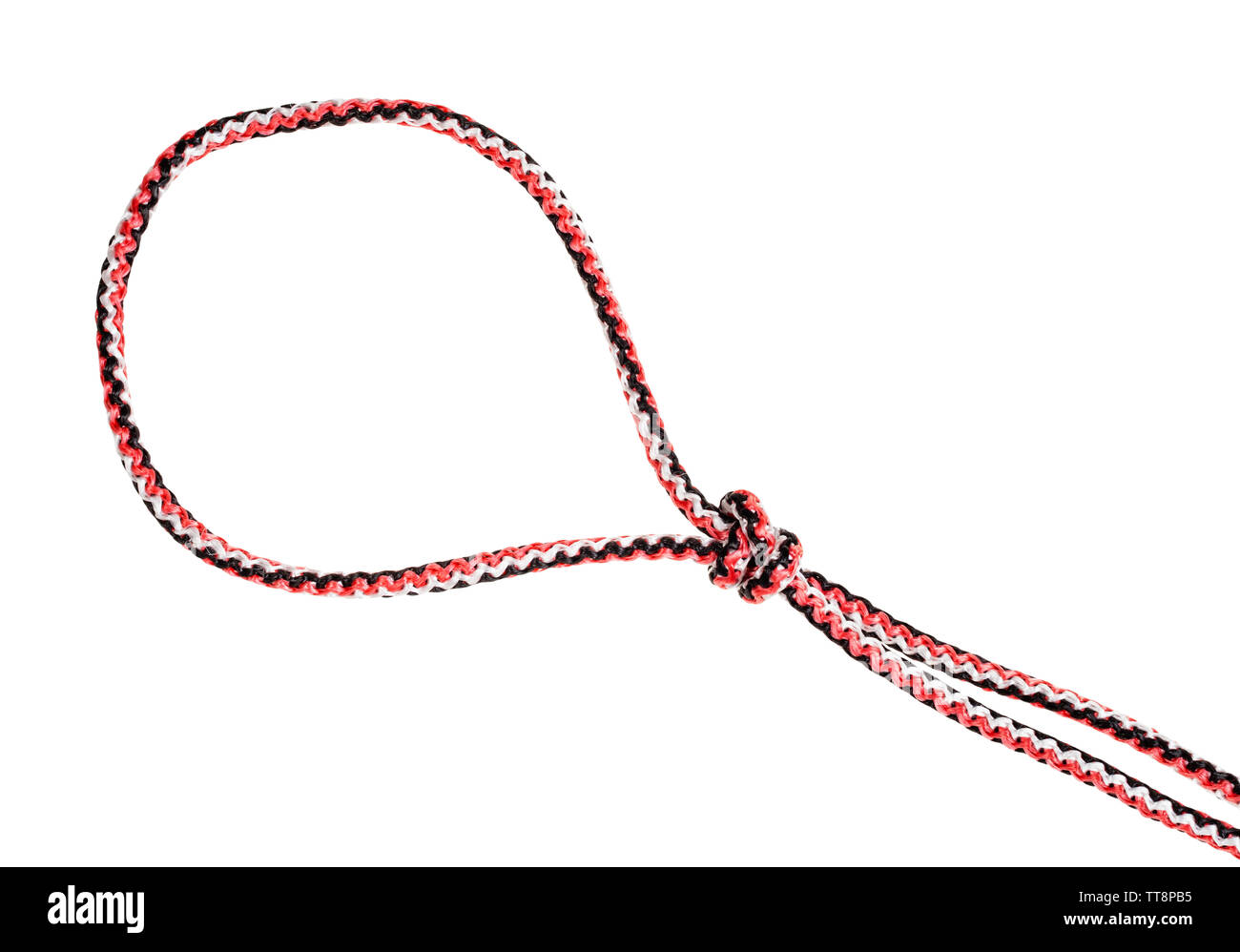 loop of strangle snare knot tied on synthetic rope cut out on white background Stock Photo