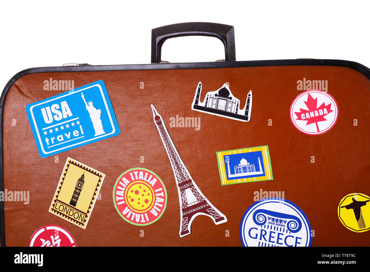 Suitcase with stickers hires stock photography and images Alamy