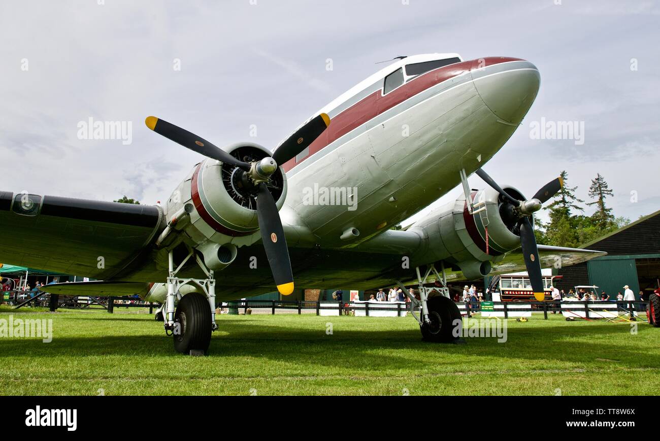 C-47 “Flabob Express” at Shuttleworth Air Festival on the 2rd June 2019 to commemorate the 75th anniversary of D-Day Stock Photo