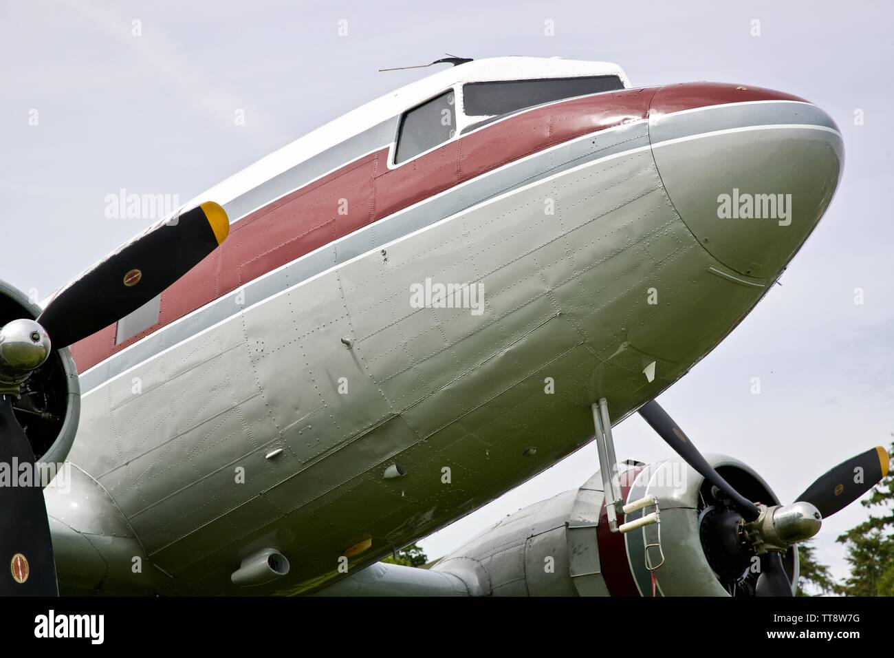 C-47 “Flabob Express” at Shuttleworth Air Festival on the 2rd June 2019 to commemorate the 75th anniversary of D-Day Stock Photo