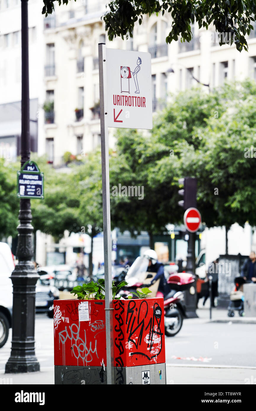 Public urinal in Paris street France Stock Photo Alamy