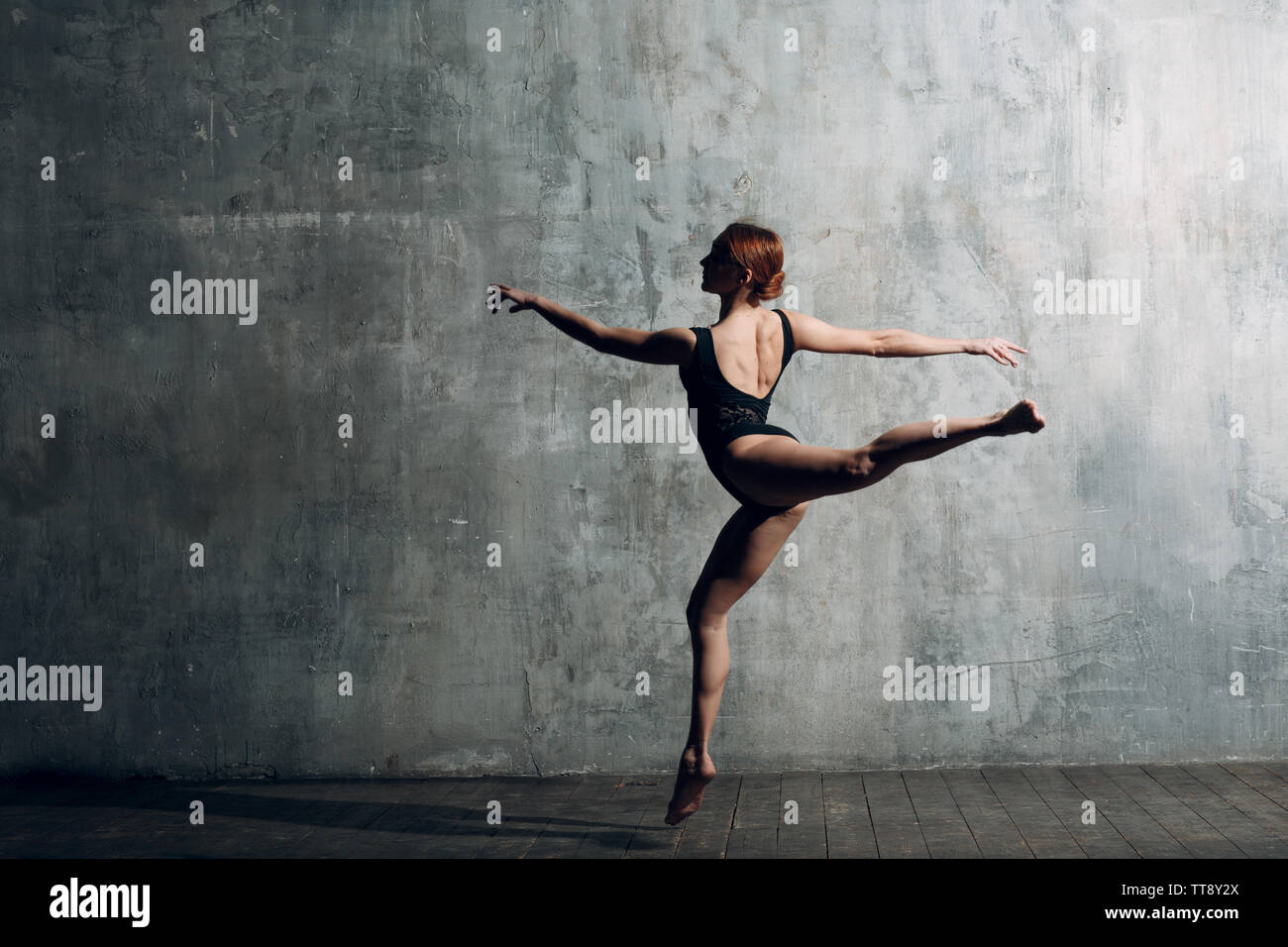 Modern ballet, great design for any purposes. Ballet dancer ballerina. Balance training. Classical choreography style. Beautiful dancer ballerina. Cla Stock Photo