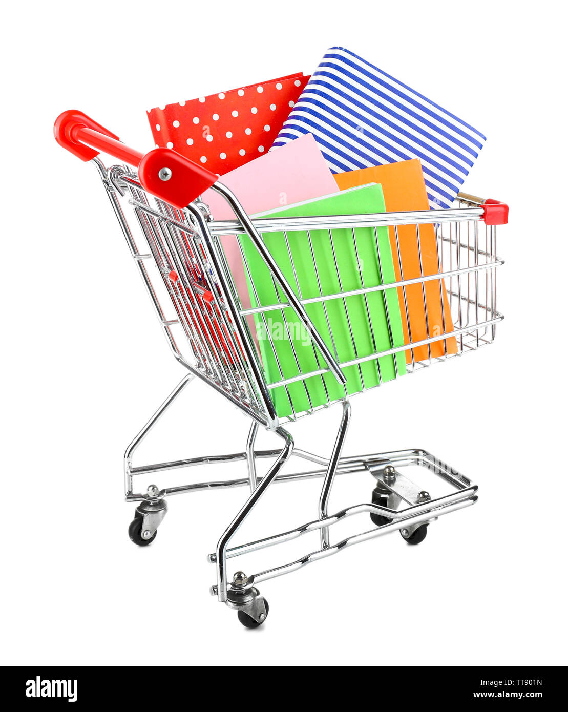 Premium Photo  Shopping for books. shopping cart with books on the white  background