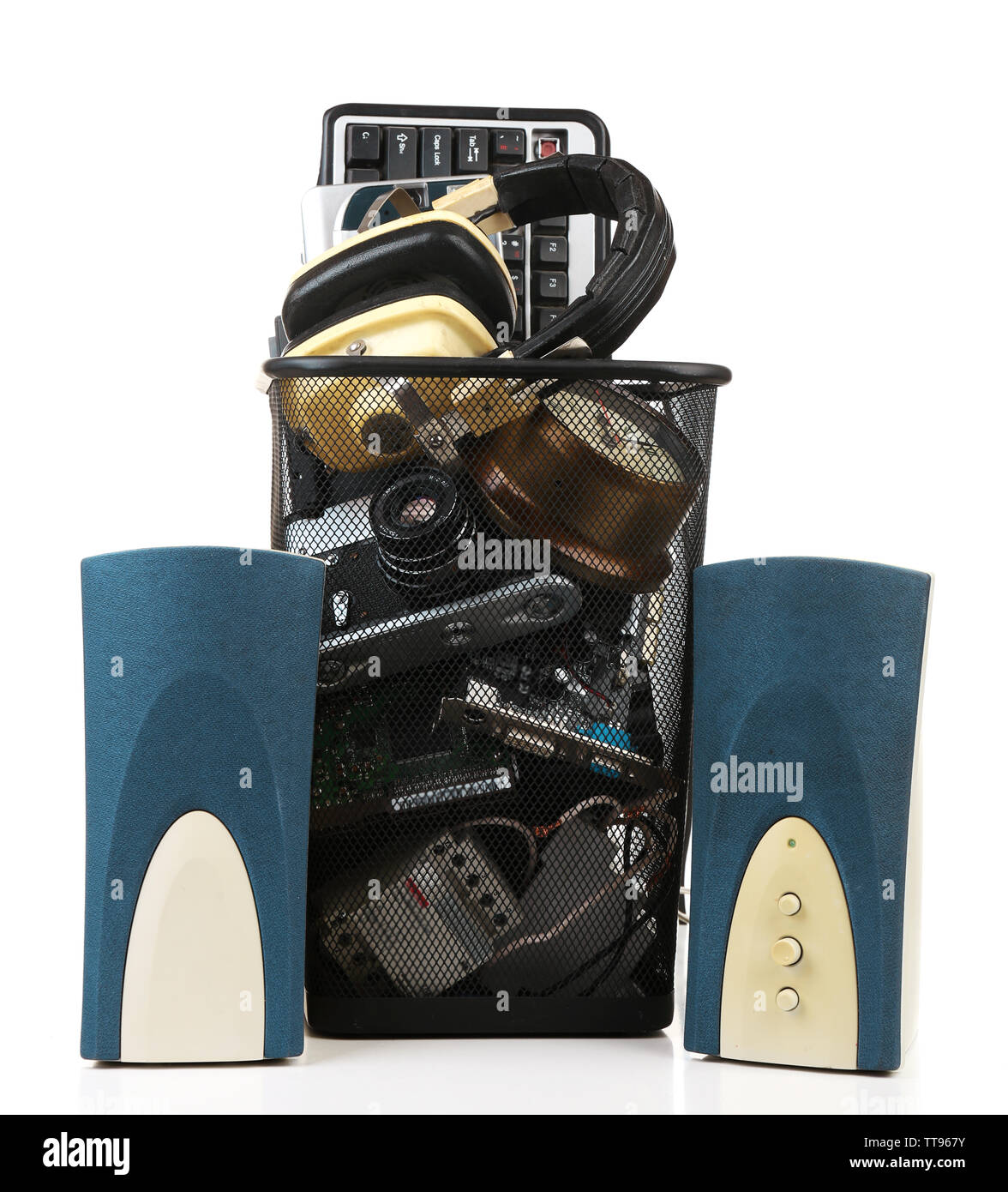 Old computer equipment isolated on white Stock Photo Alamy