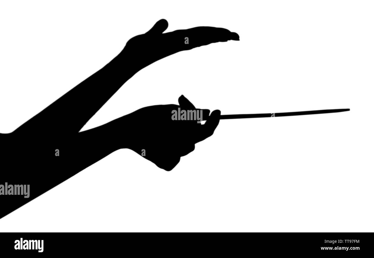 Music conductor hands with stick isolated on white Stock Photo Alamy