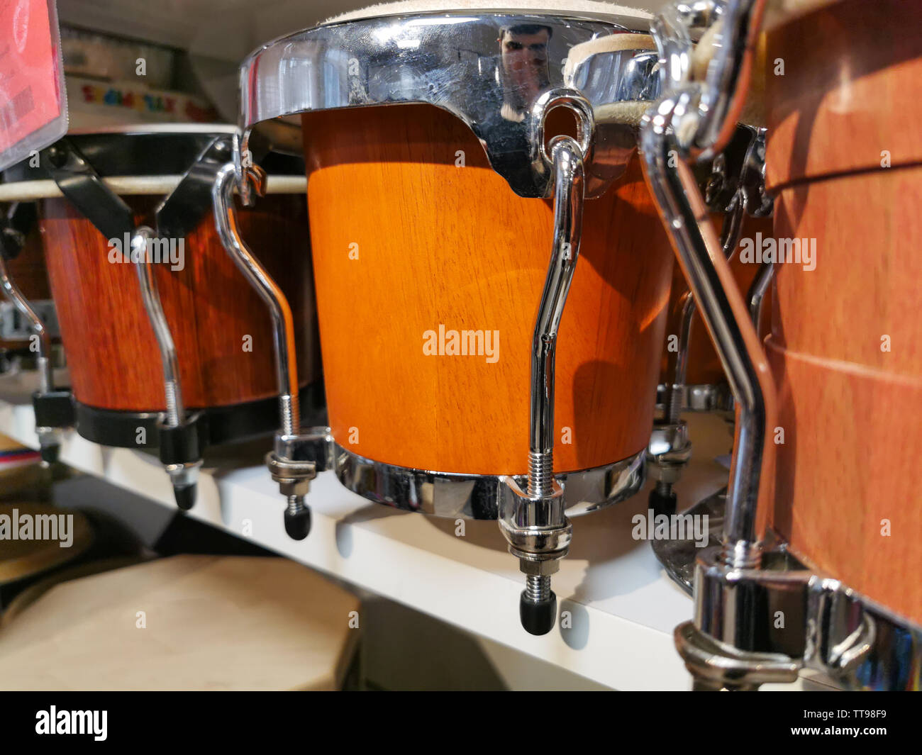 bongo drums percussion sets for drummers or percussionists Stock Photo