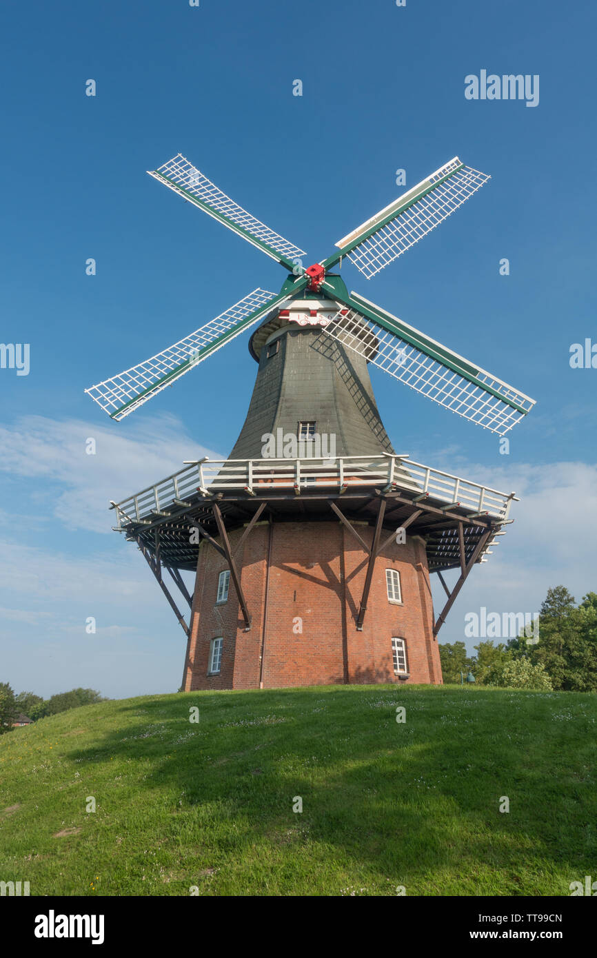 Windmill, Greetsiel, East Frisia, Lower Saxony, Germany Stock Photo