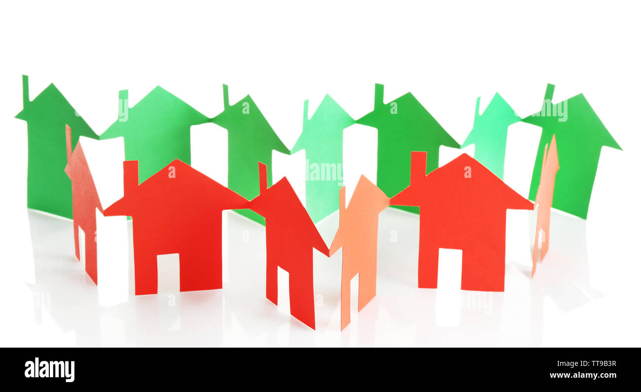 Paper houses isolated on white Stock Photo Alamy