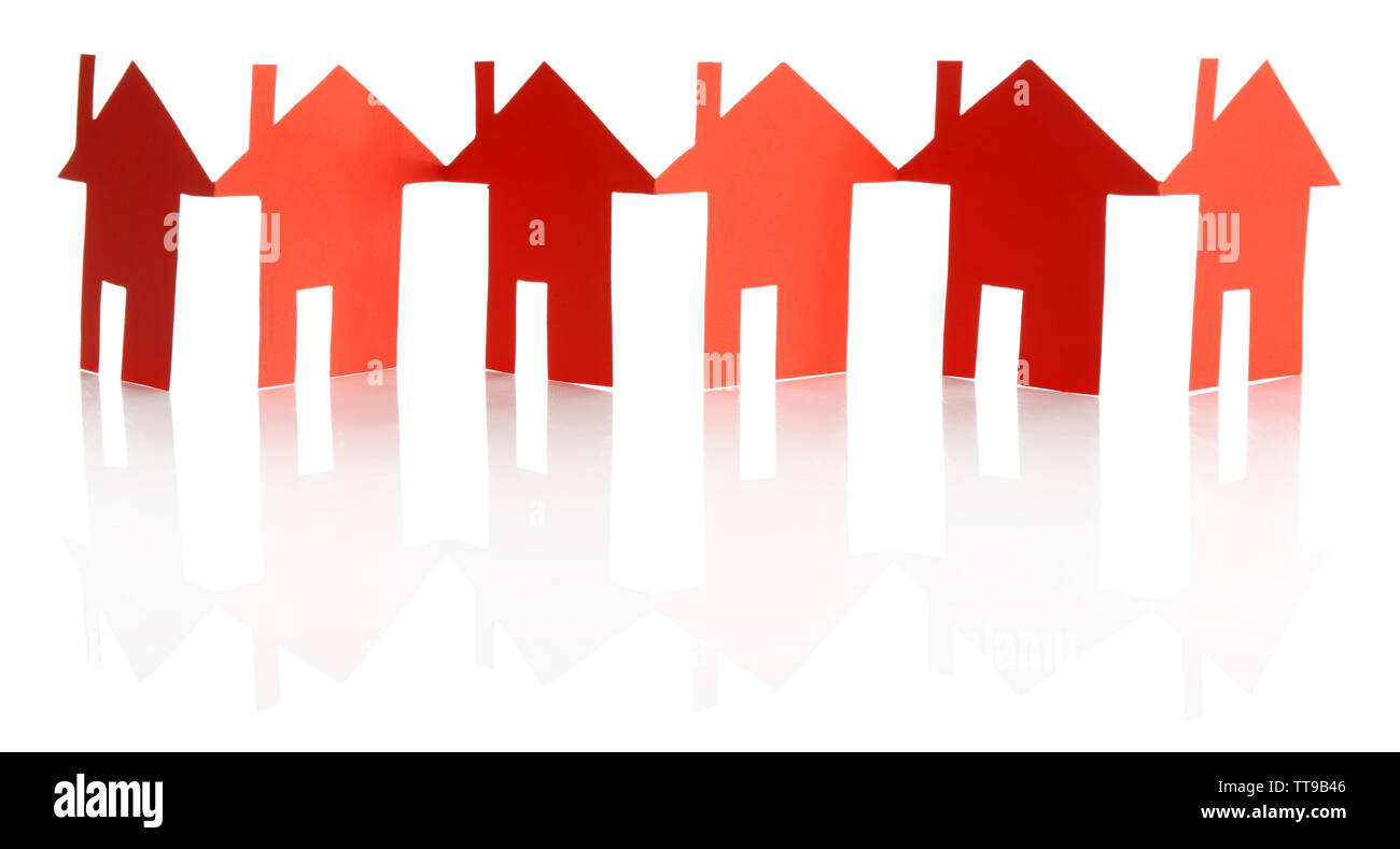 Paper houses isolated on white Stock Photo - Alamy