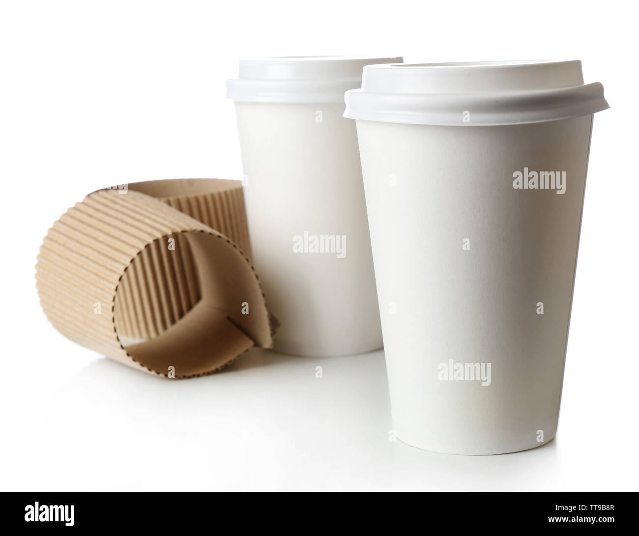 Paper cups isolated on white Stock Photo - Alamy