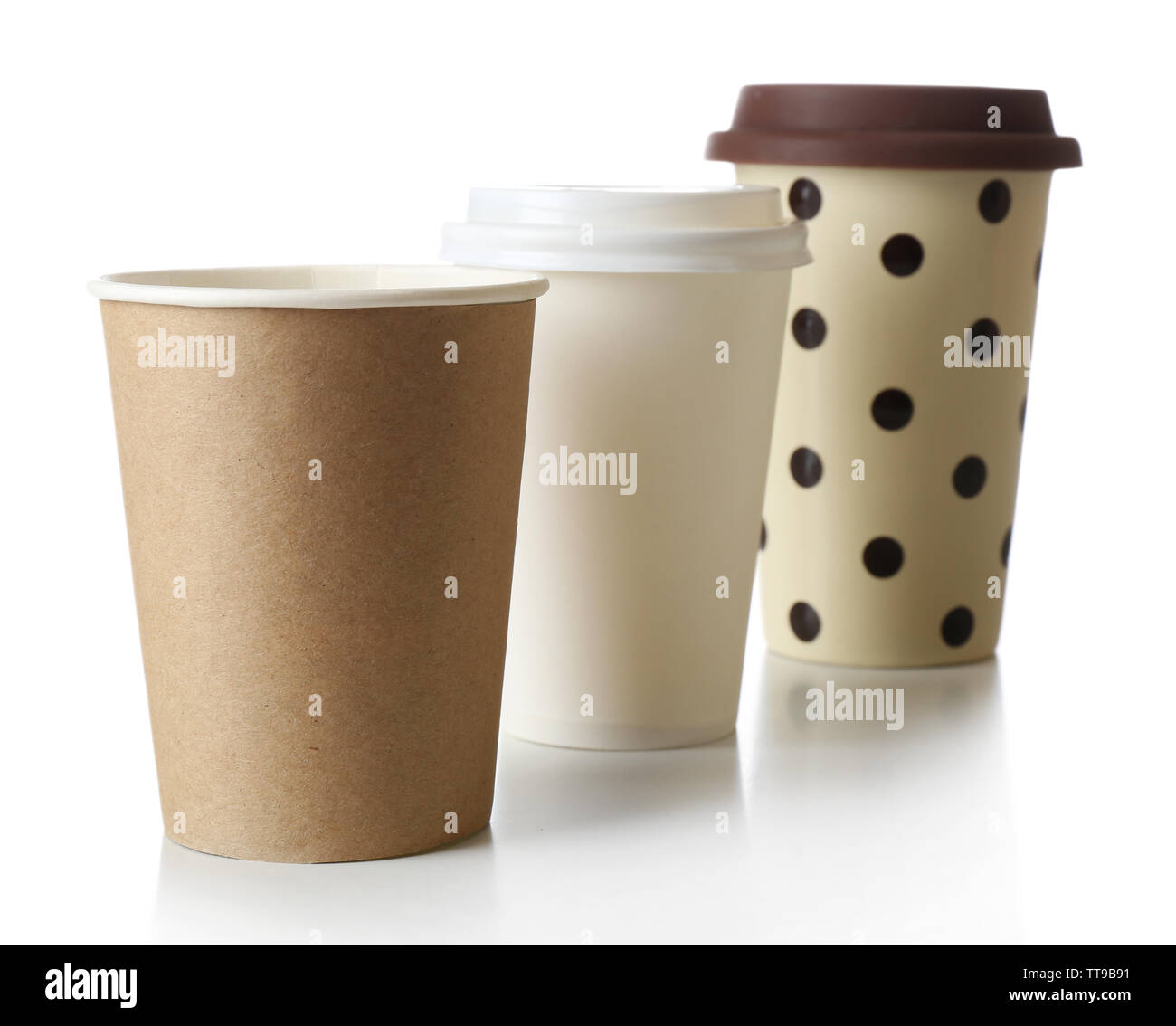 Paper cups isolated on white Stock Photo - Alamy