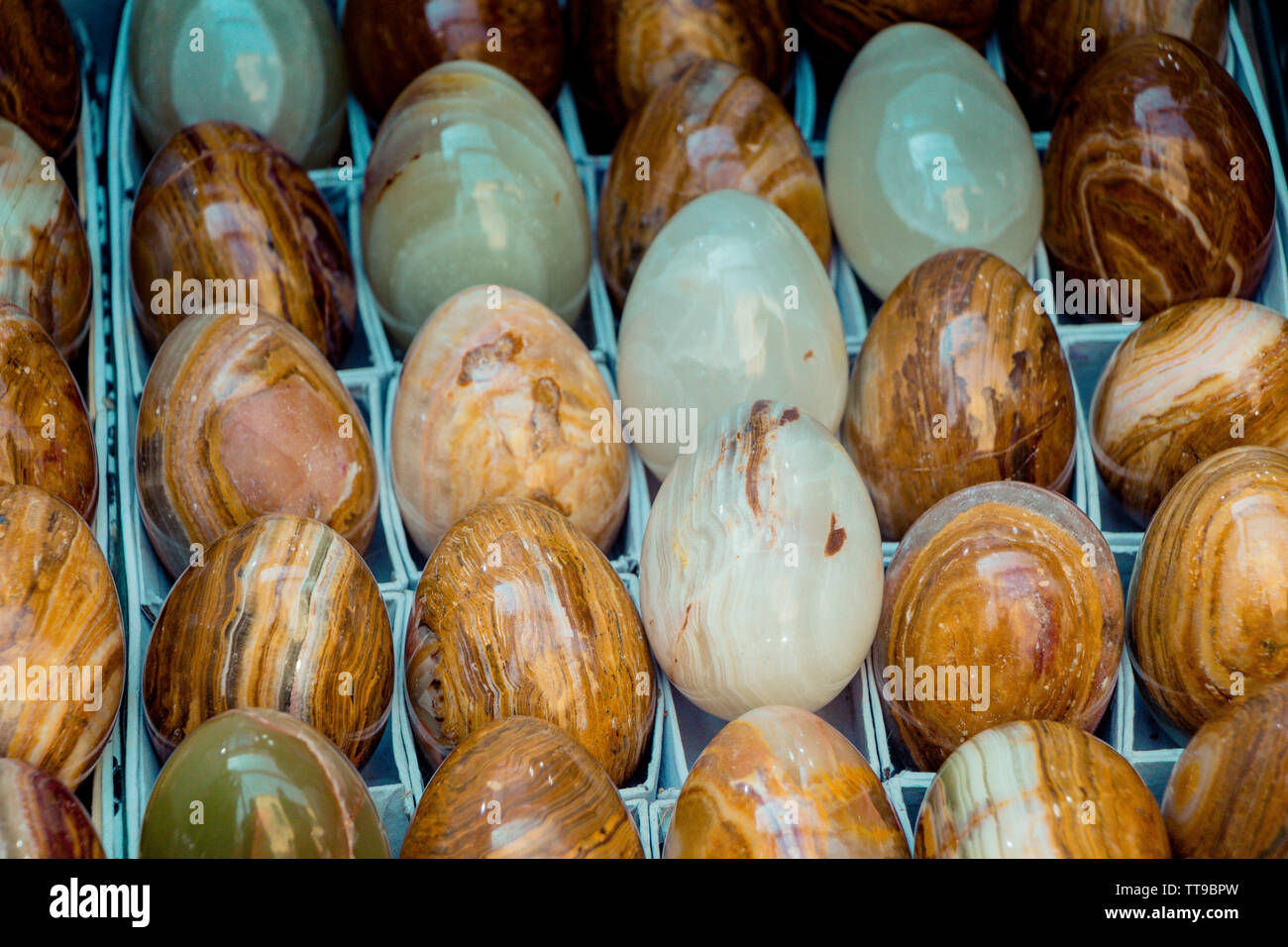 Bright Colorful marble eggs as natural mineral rock specimen Stock ...