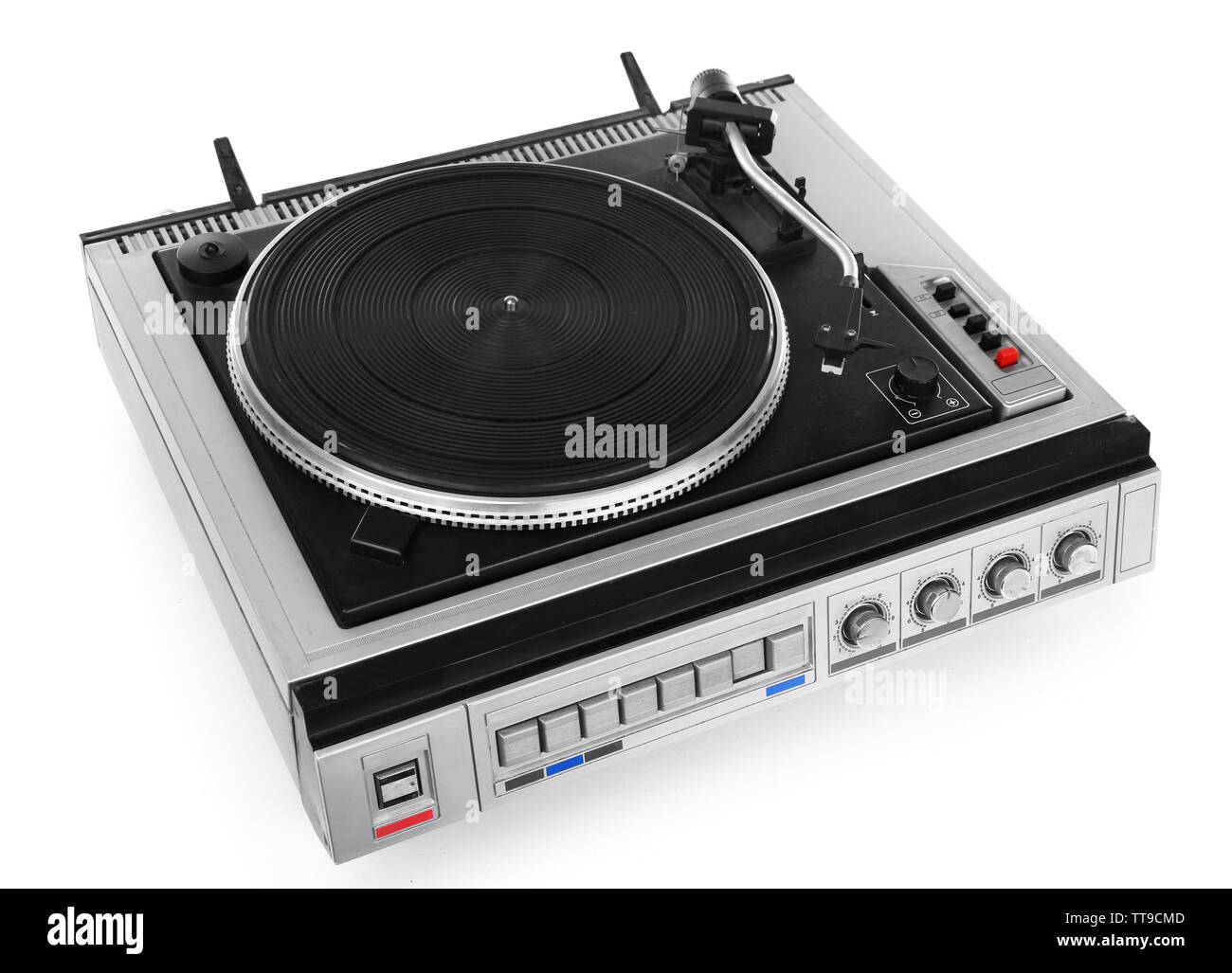 Vintage turntable vinyl record player isolated on white Stock Photo - Alamy