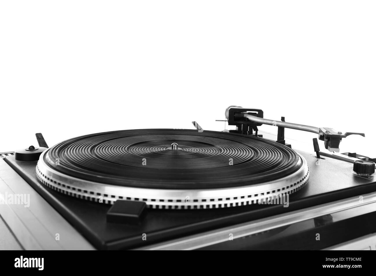 Vintage turntable vinyl record player isolated on white Stock Photo - Alamy