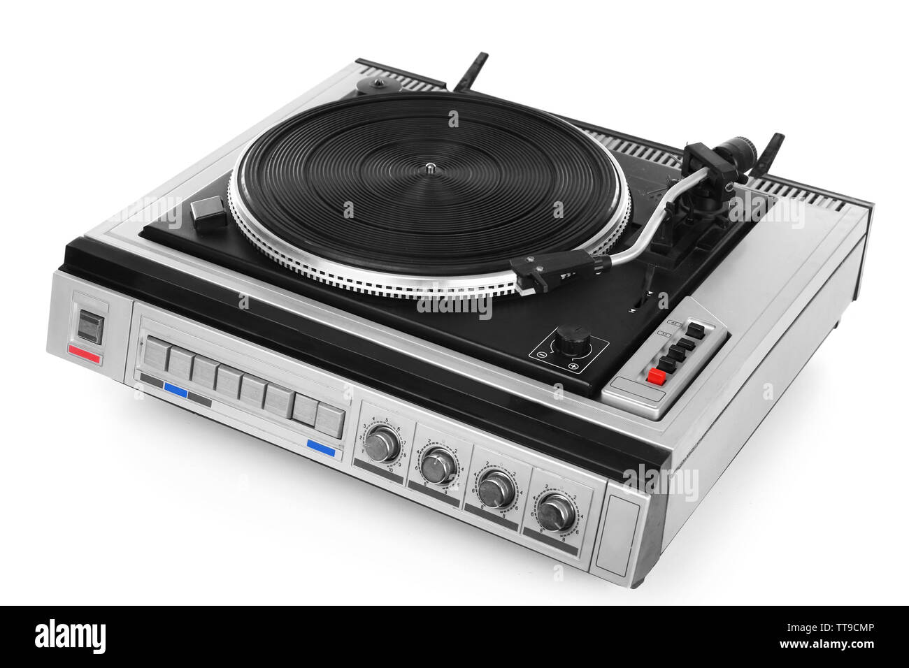 Vintage turntable vinyl record player isolated on white Stock Photo - Alamy