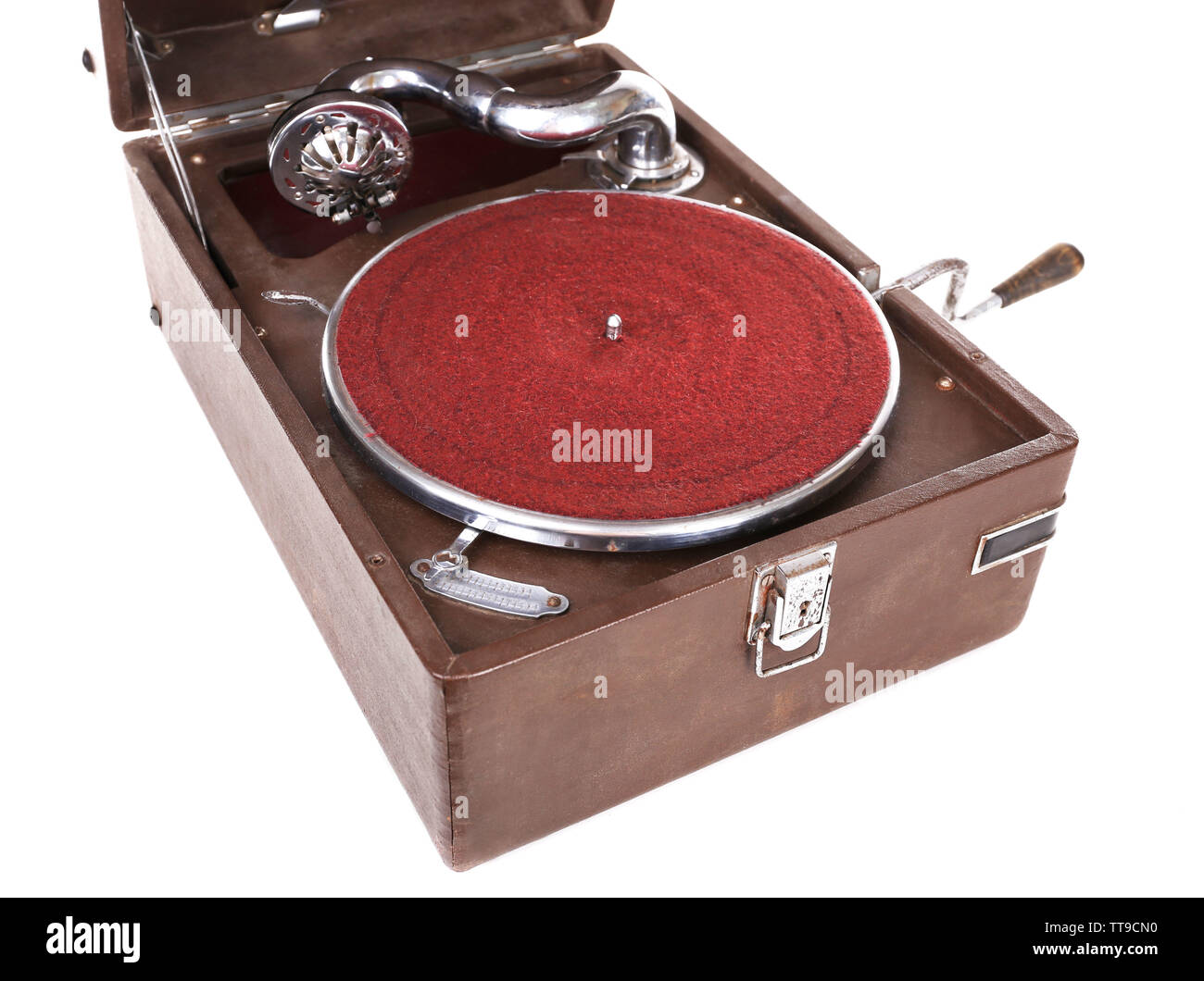Vintage turntable vinyl record player isolated on white Stock Photo - Alamy