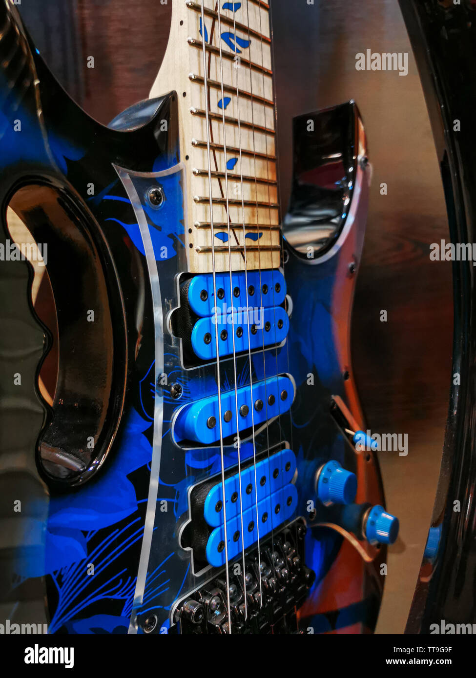 blue tree of life premium electric guitar Stock Photo